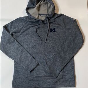 University of Michigan Wolverines Heather Gray Hooded Sweatshirt Pullover Sz M